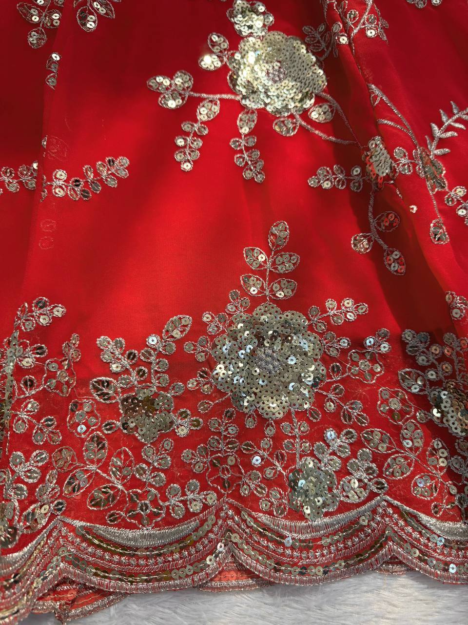 Unique Orange Color Sequence Anarkali Suit With Dupatta