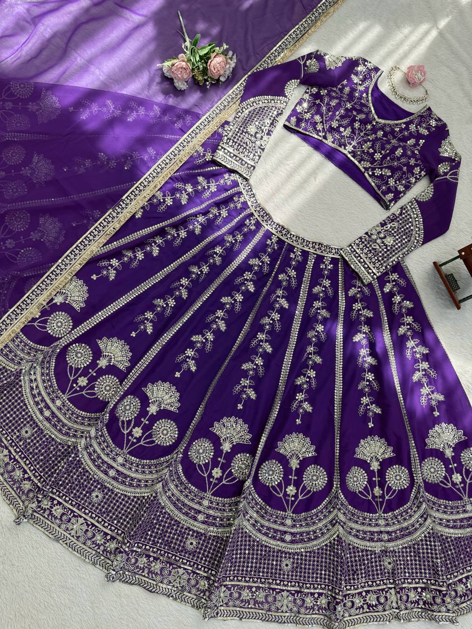 Luxuriant Purple Sequence Embroidered Lehenga With Dupatta