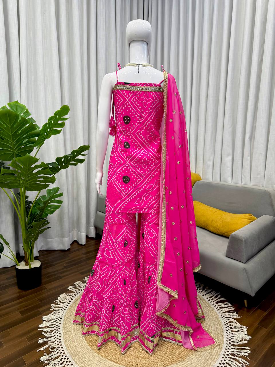 Neha's Wear Trendy Digital Print Sharara Set With Mirror Work
