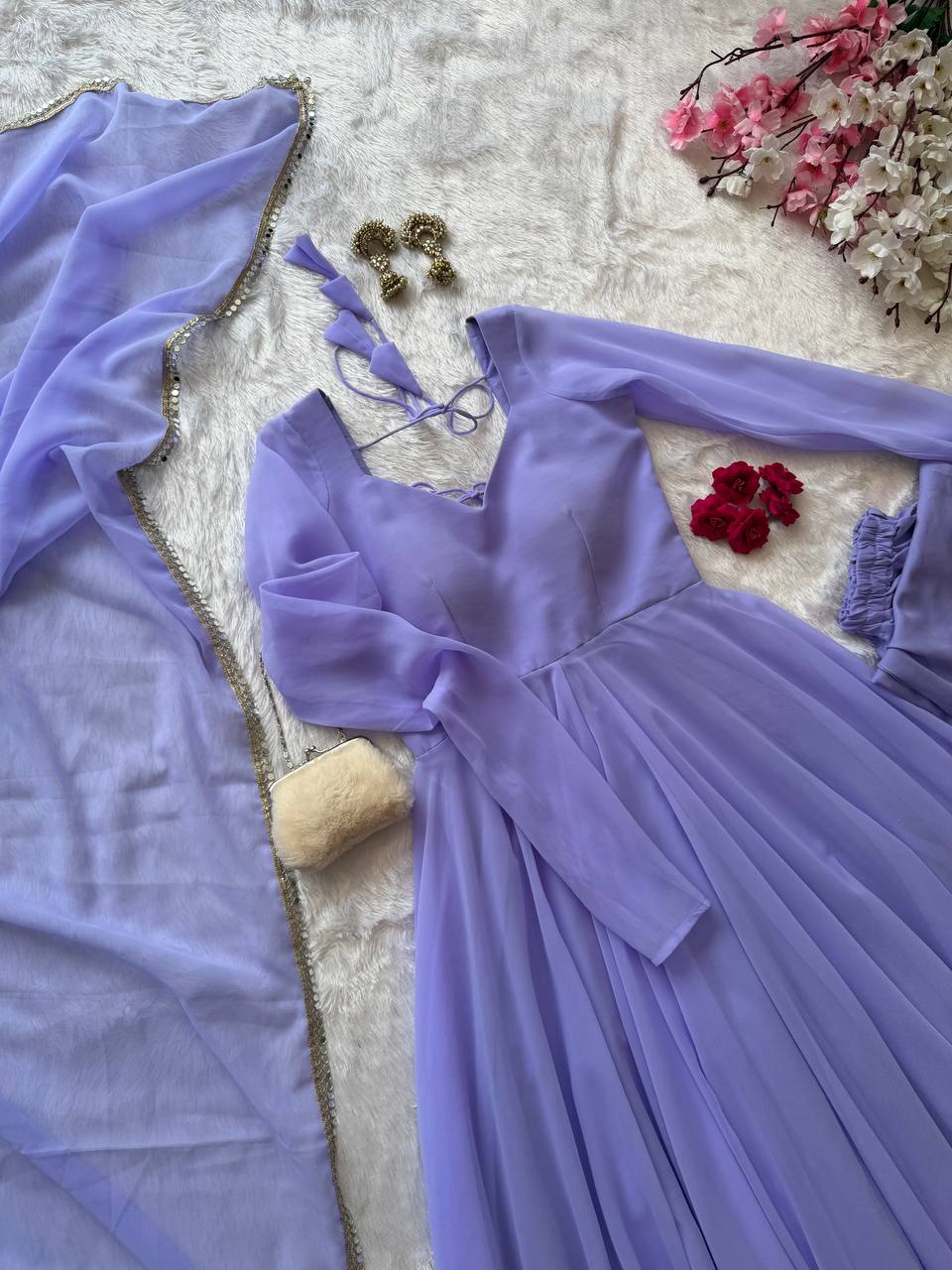 Opulent Purple Color Georgette Anarkali Suit With Dupatta