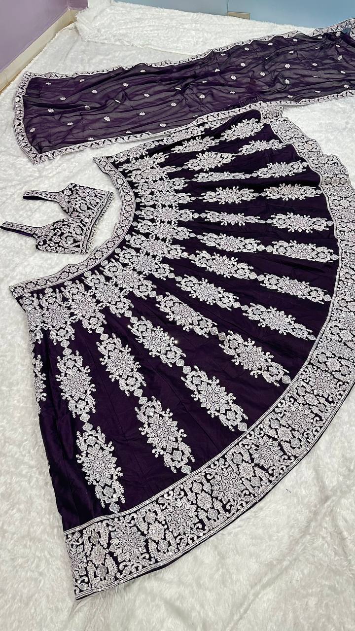 Wedding Wear Purple Color Embroidered Designer Lehenga Choli