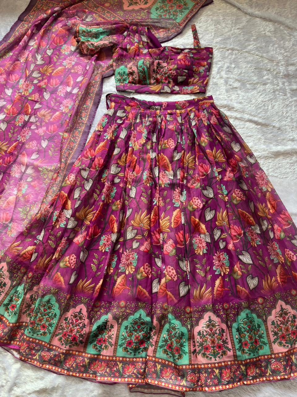 Fabulous Maroon Color Pure Organza Silk Lehenga Choli