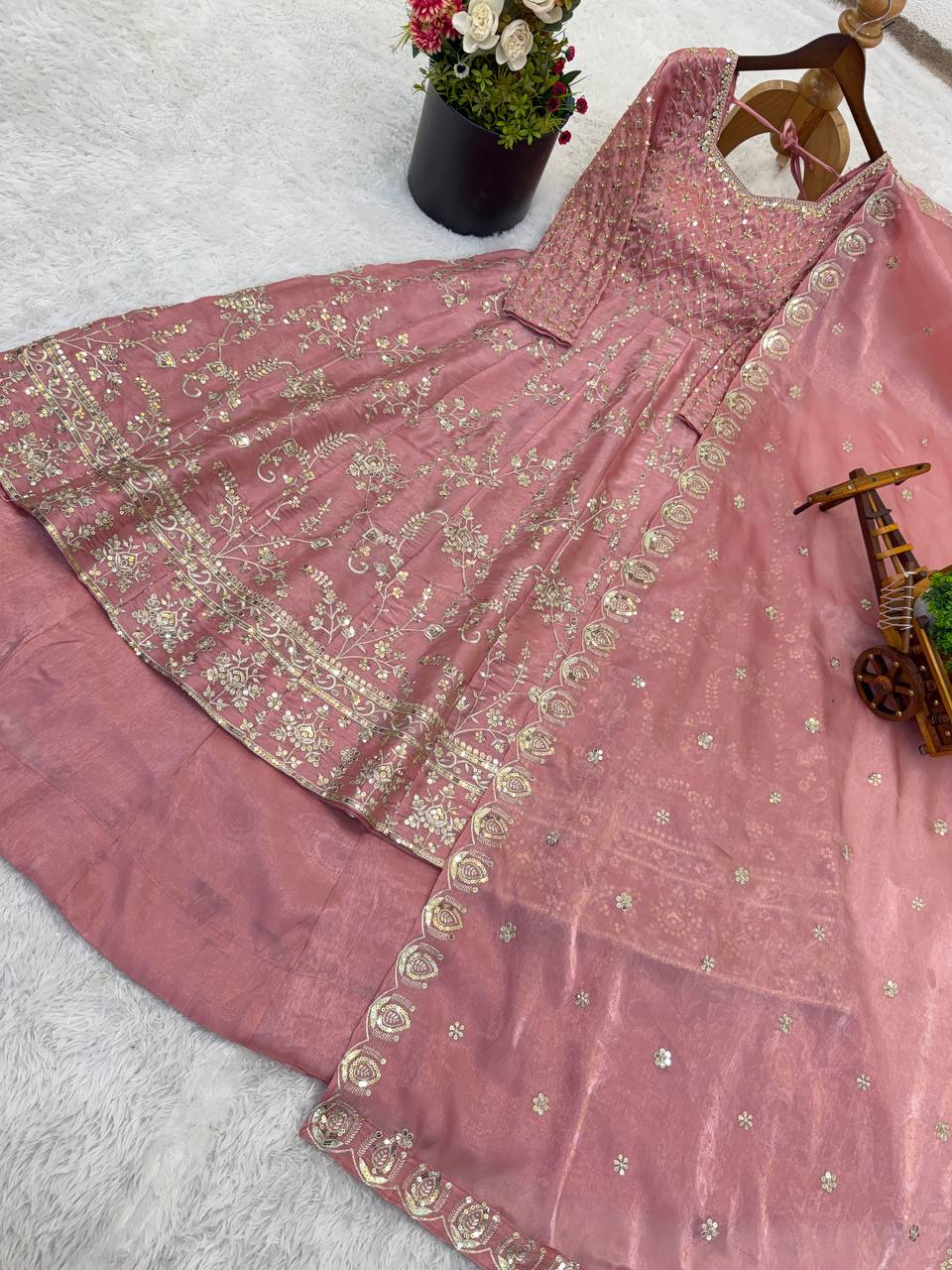 Yankita Kapoor Wear Peach Color Silk Embroidery Sequence Work Lehenga Set