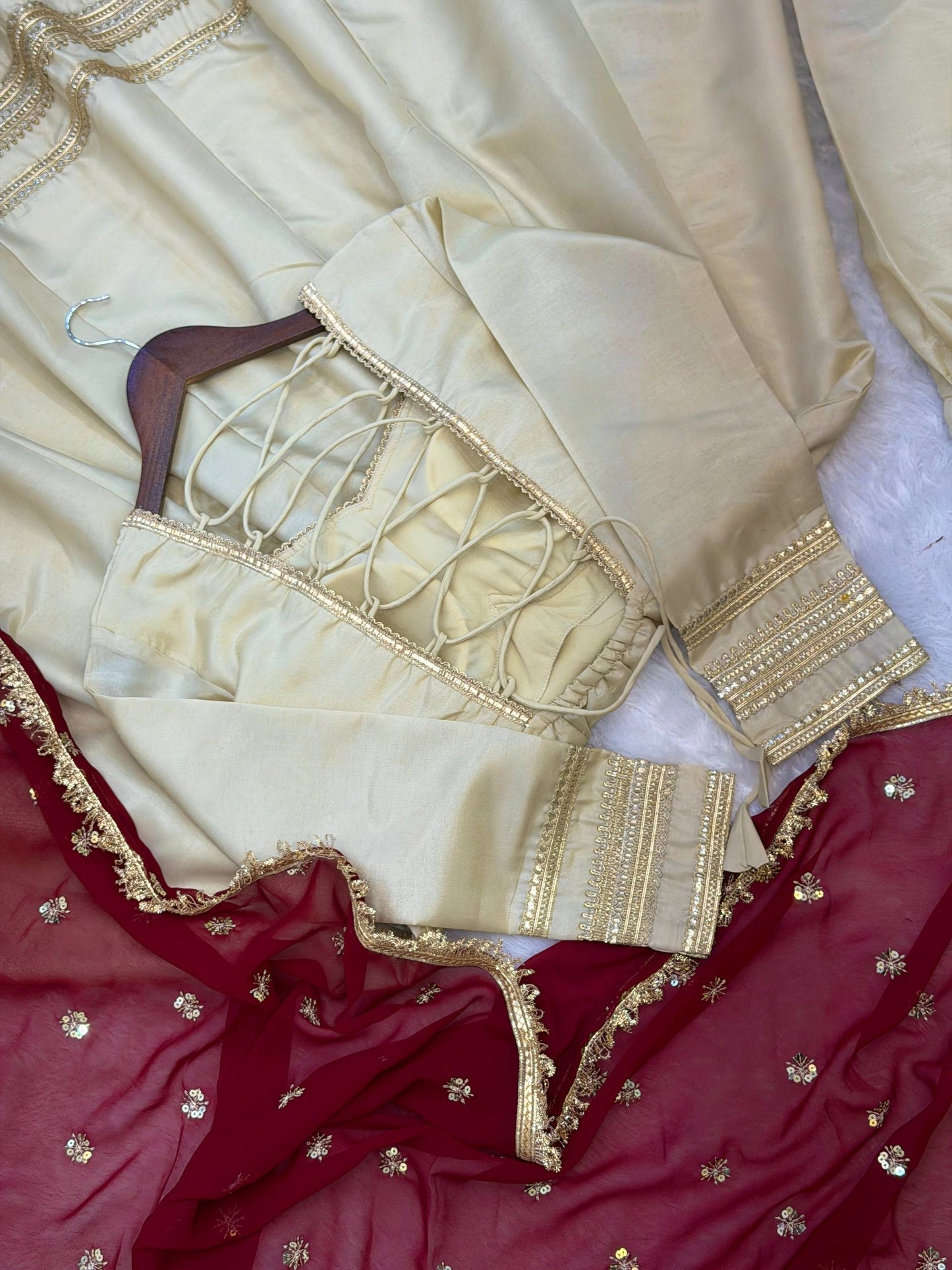 Elegant White Color Sequence Cosmos Gold Anarkali Suit With Dupatta