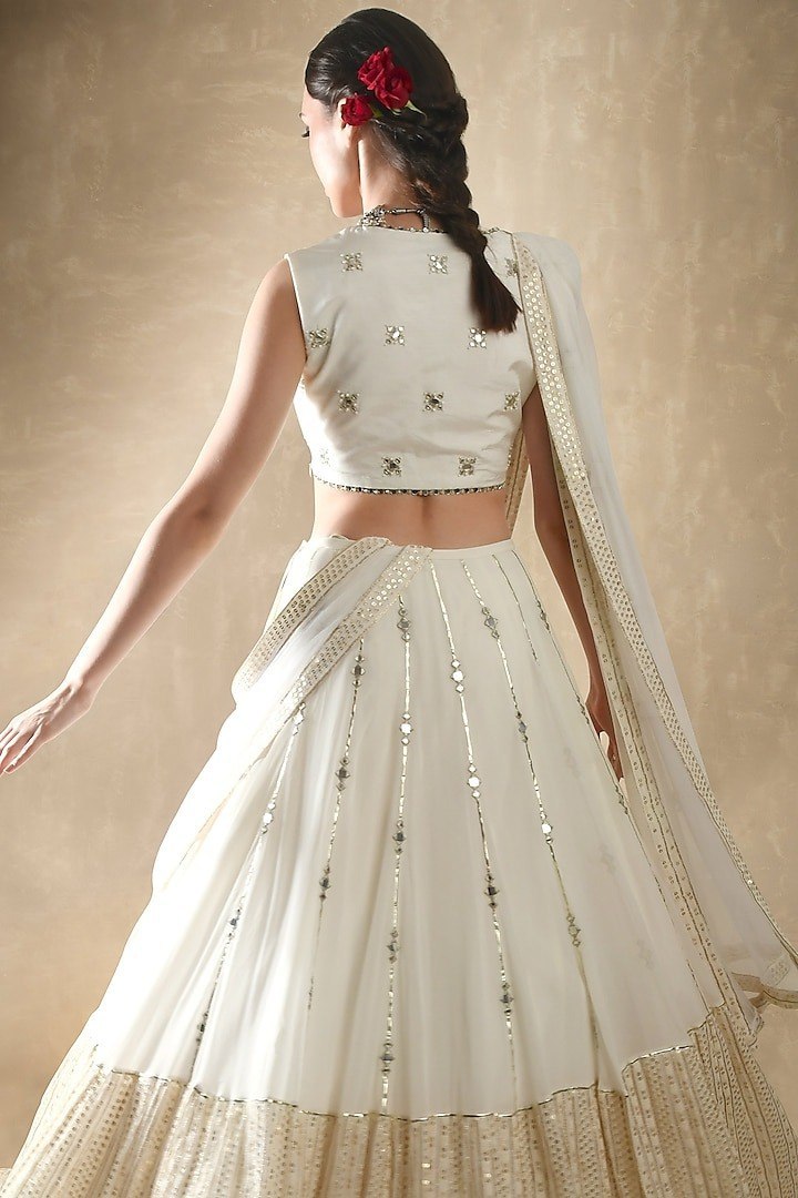 Exclusive White Color Paper Mirror Work lehenga Choli