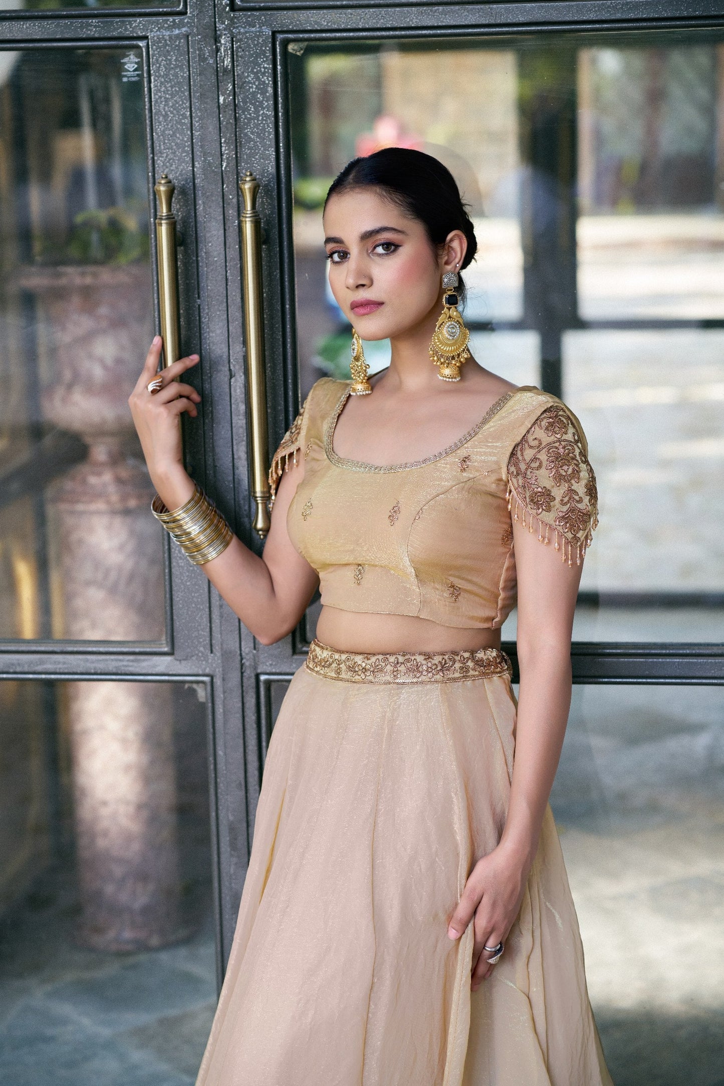 Wedding Wear Cream Color Embroidered Sequences Work Lehenga Choli