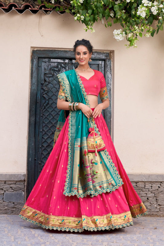 Traditional Wear Paithani Silk Pink Color Lehenga Choli