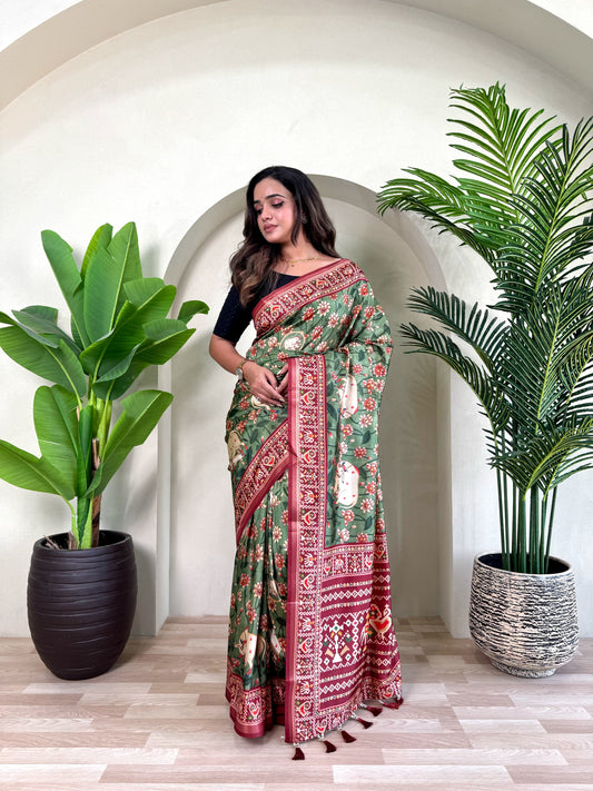 Glorious Dola Viscose Green Color Saree