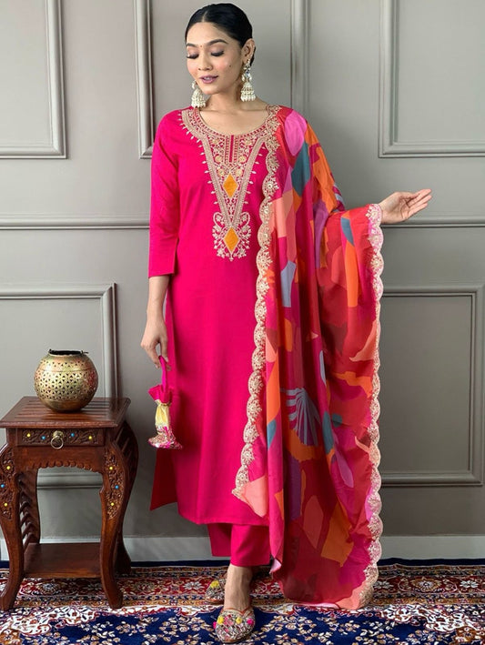 Precious Pink Color Salwar Suit With Digital Print Dupatta