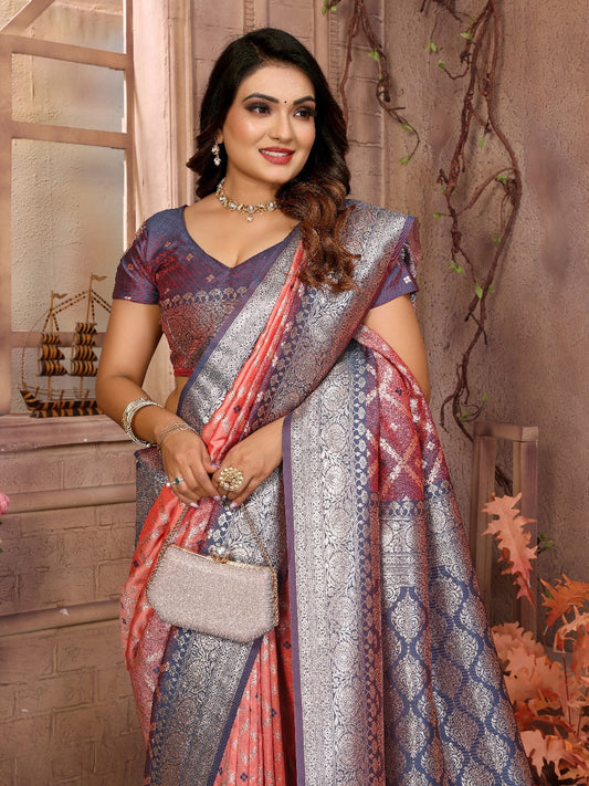 Captivating Kochi Silk Pink Color Saree