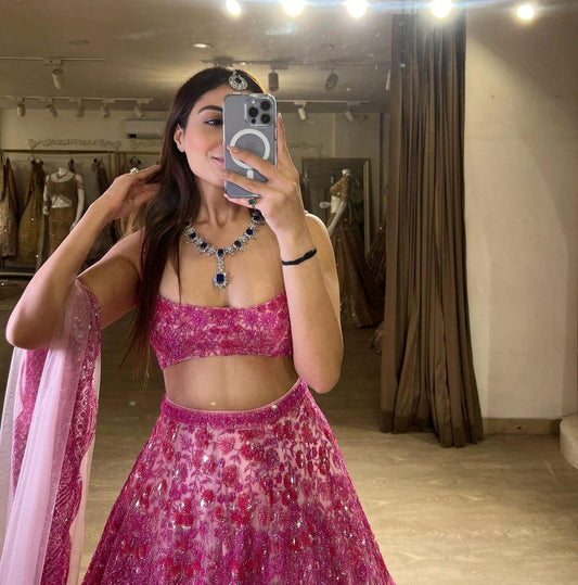 Marriage Special Sequins Work Pink Color Lehenga Choli