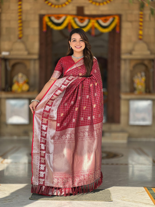 Fashionable Soft Silk Red Color Saree