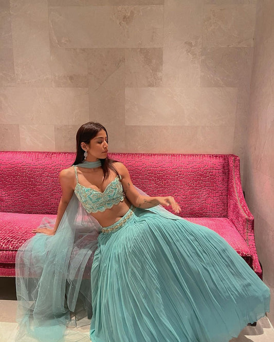 TURQUOISE COLOR HEAVY QUALITY LEHENGA CHOLI