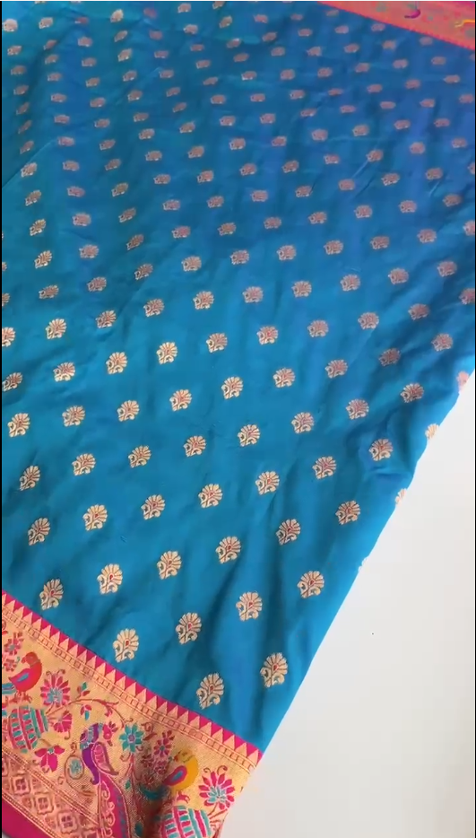 Occasion Wear Meenakari Butti Rama Color Paithani Silk Saree