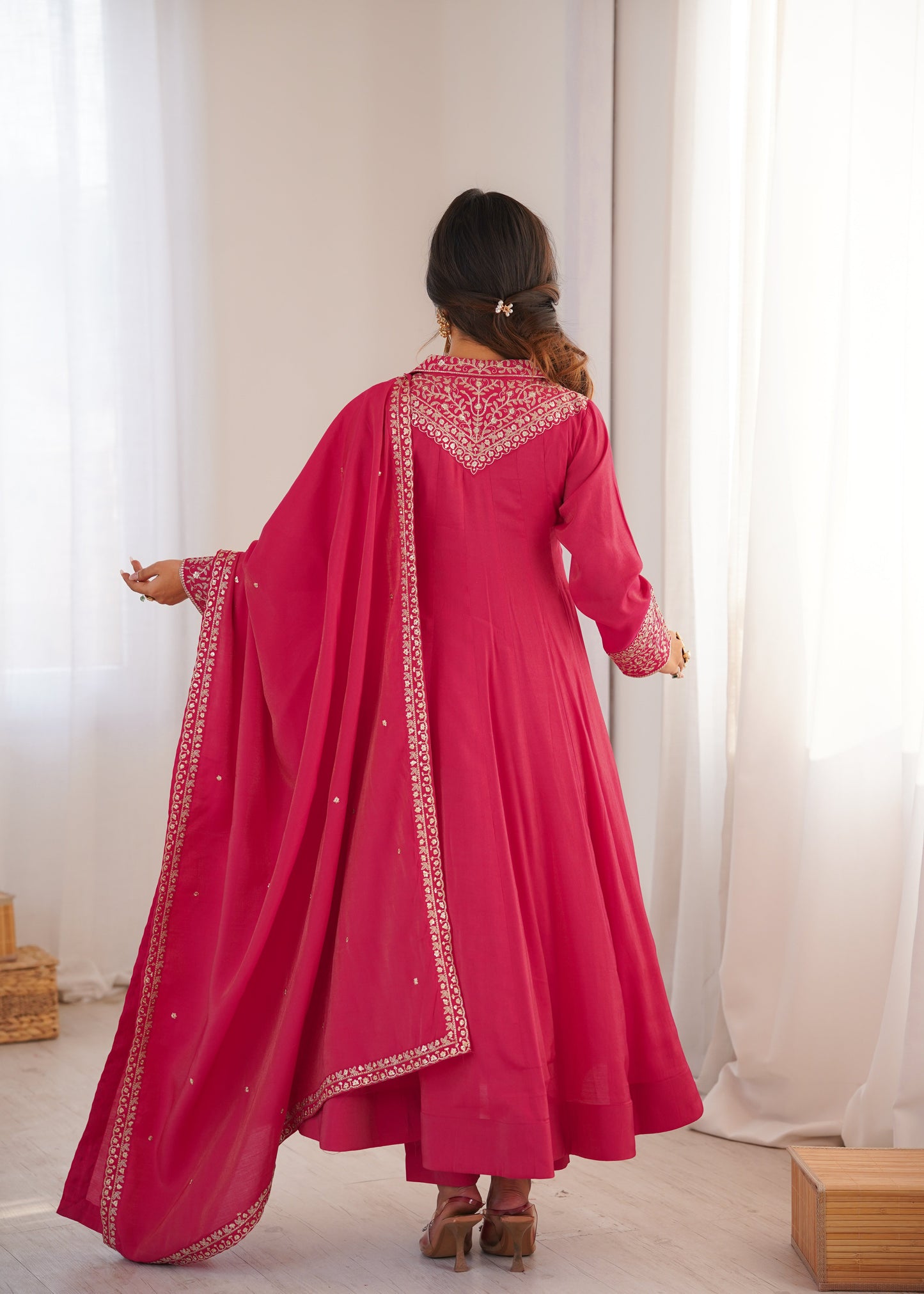 Ceremony Wear Pink Color Sequence Anarkali Suit