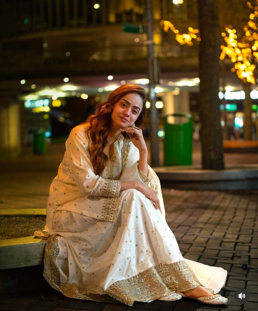Gorgeous White Color Sequence Work Top With Lehenga