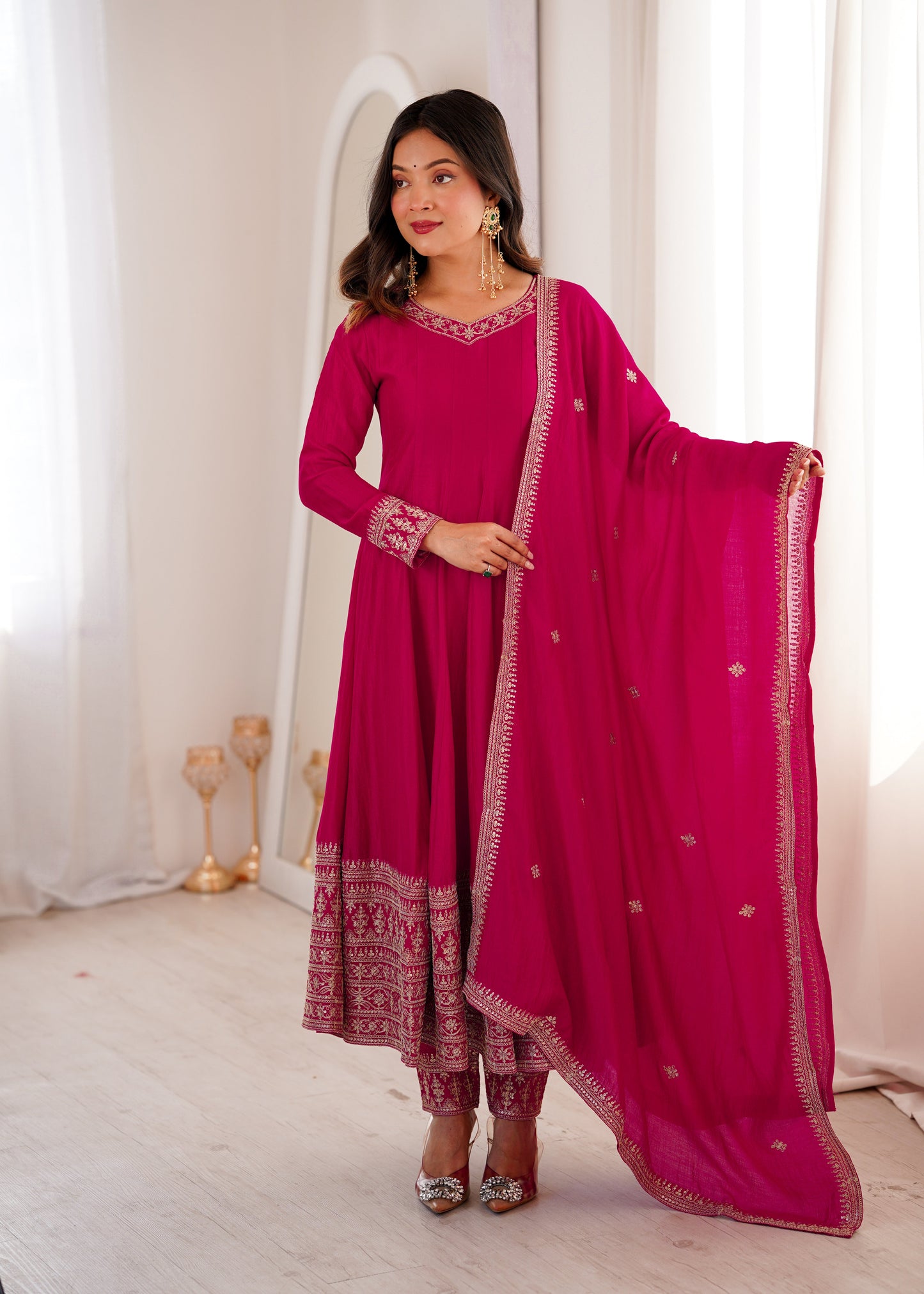 Wonderful Pink Color Sequence Embroidred Anarkali Set