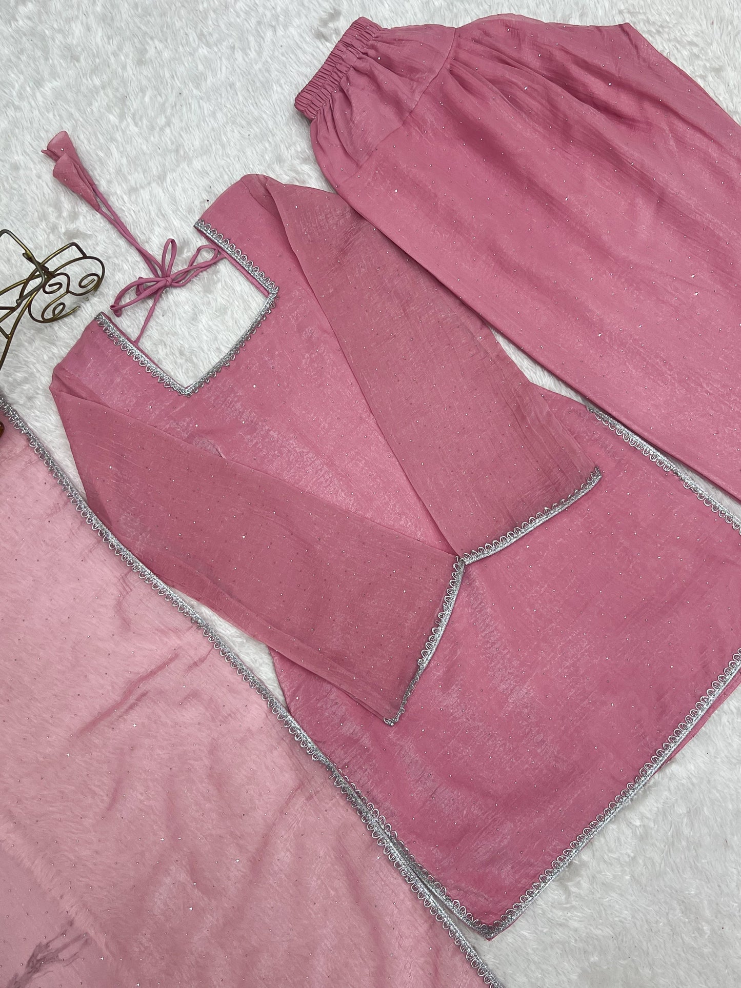 Blissful Pink Color Sequence Farshi Salwar suit Set