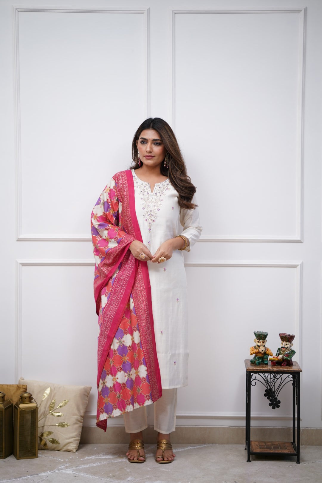 Women Embroidered Chanderi Silk Beautifully designed that seamlessly combines tradition kurta set