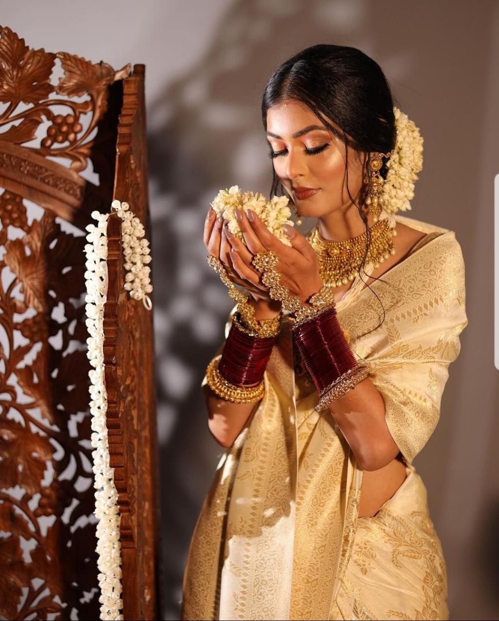 Elegant Off White Color Banarasi Silk Saree
