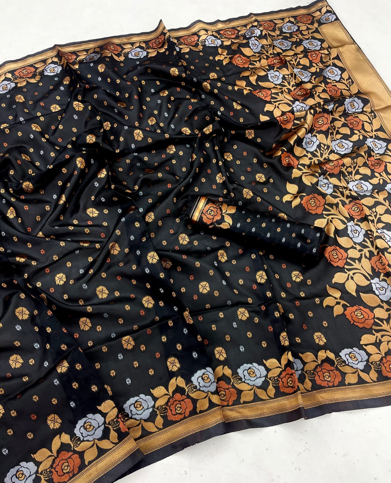 Grand Beautiful Rich Design Black Color Banarasi Saree