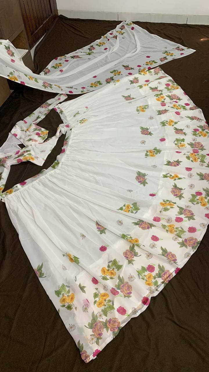 Demanding White Color Digital Print Lehenga Choli