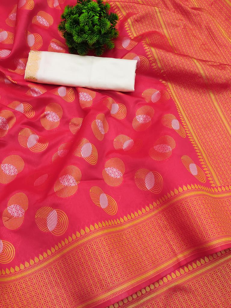 Ravishing Pink Color Handloom Weaving Silk Saree