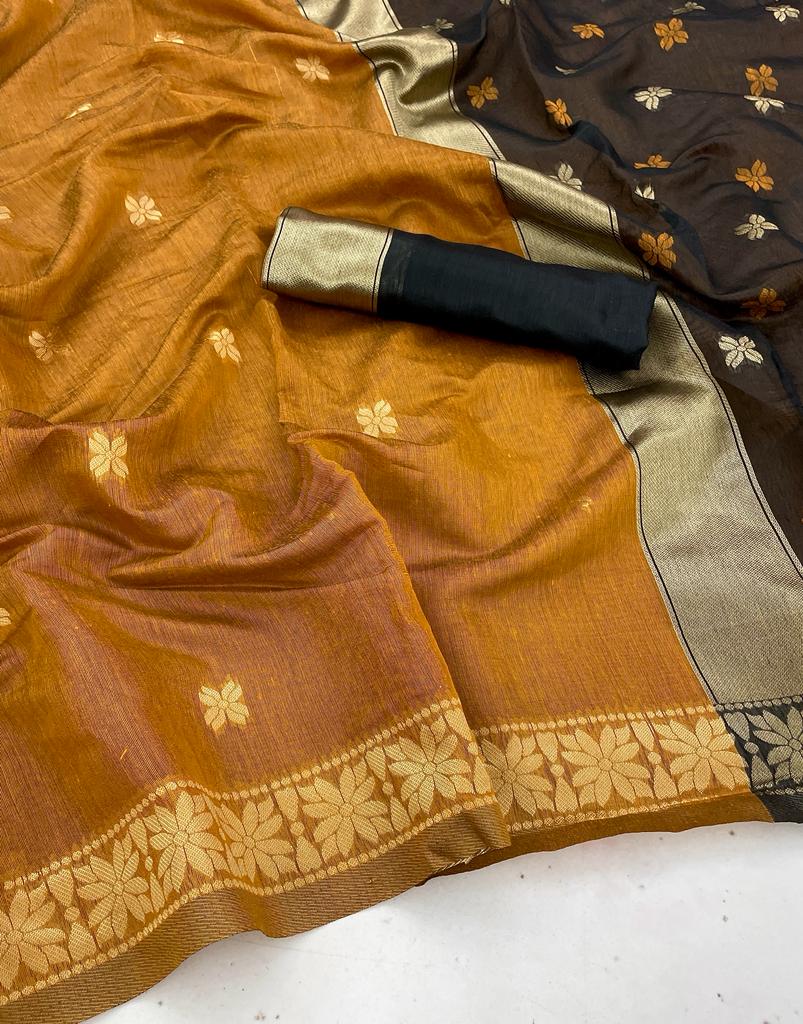 Function Wear Mustard Jacquard Saree