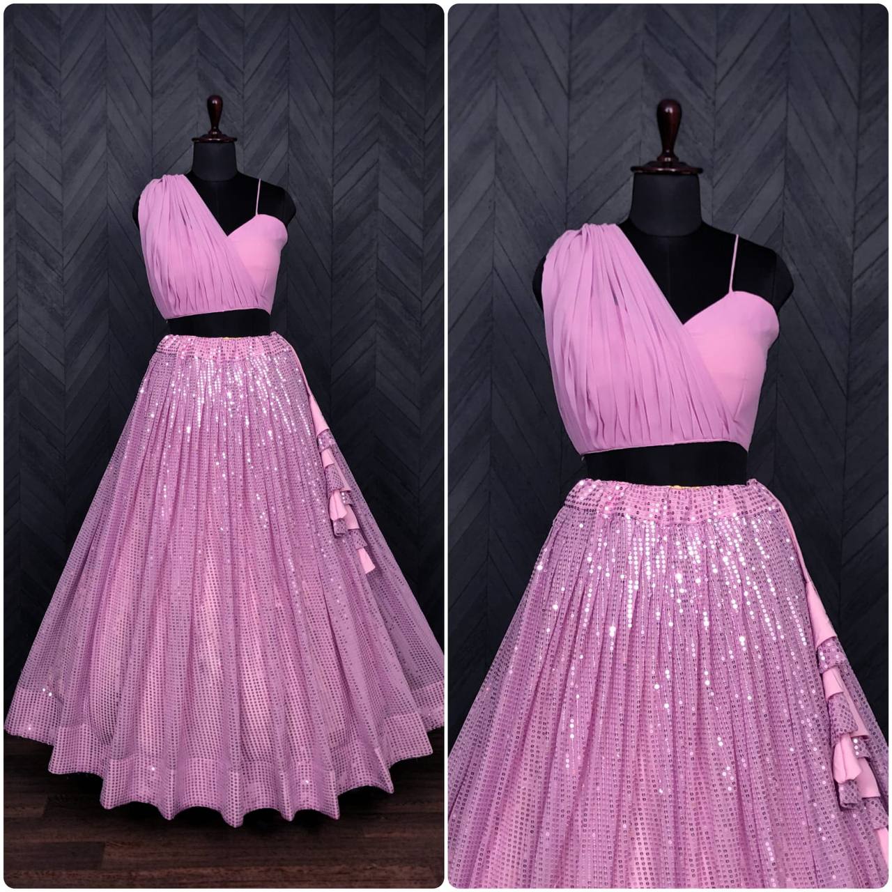 Dazzling Sequence Work Light Pink Color Lehenga Choli