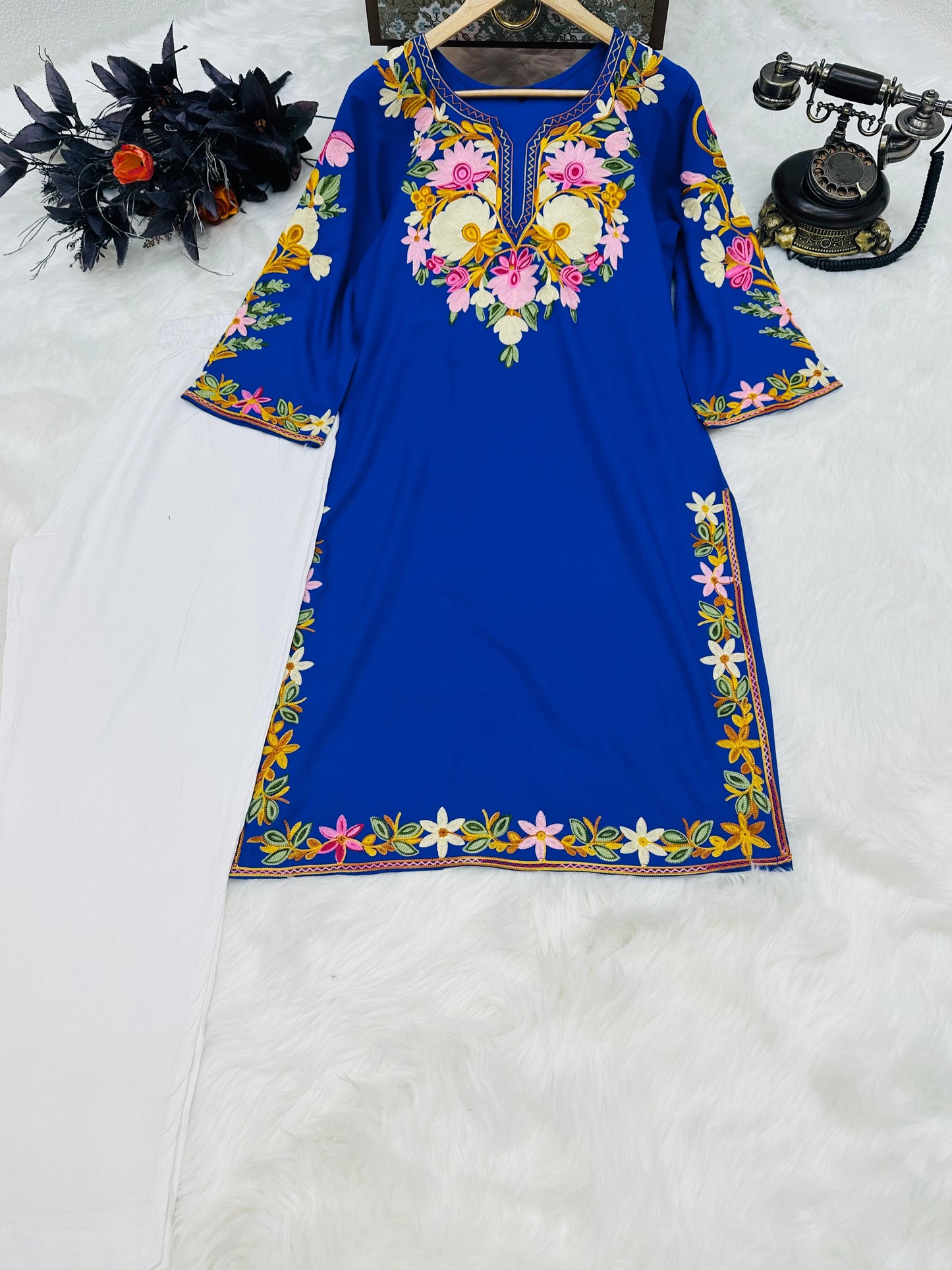 Wonderful Thread Work Blue Top With Pant