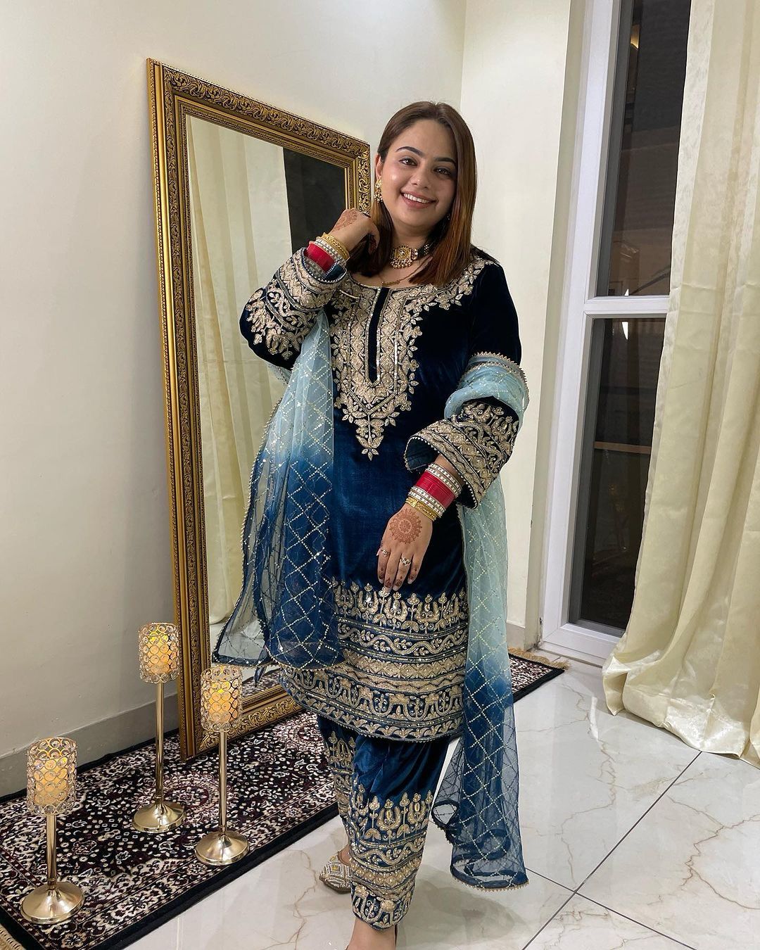 Elegant Viscose Velvet Embroidery sequence Work Sharawar Suit