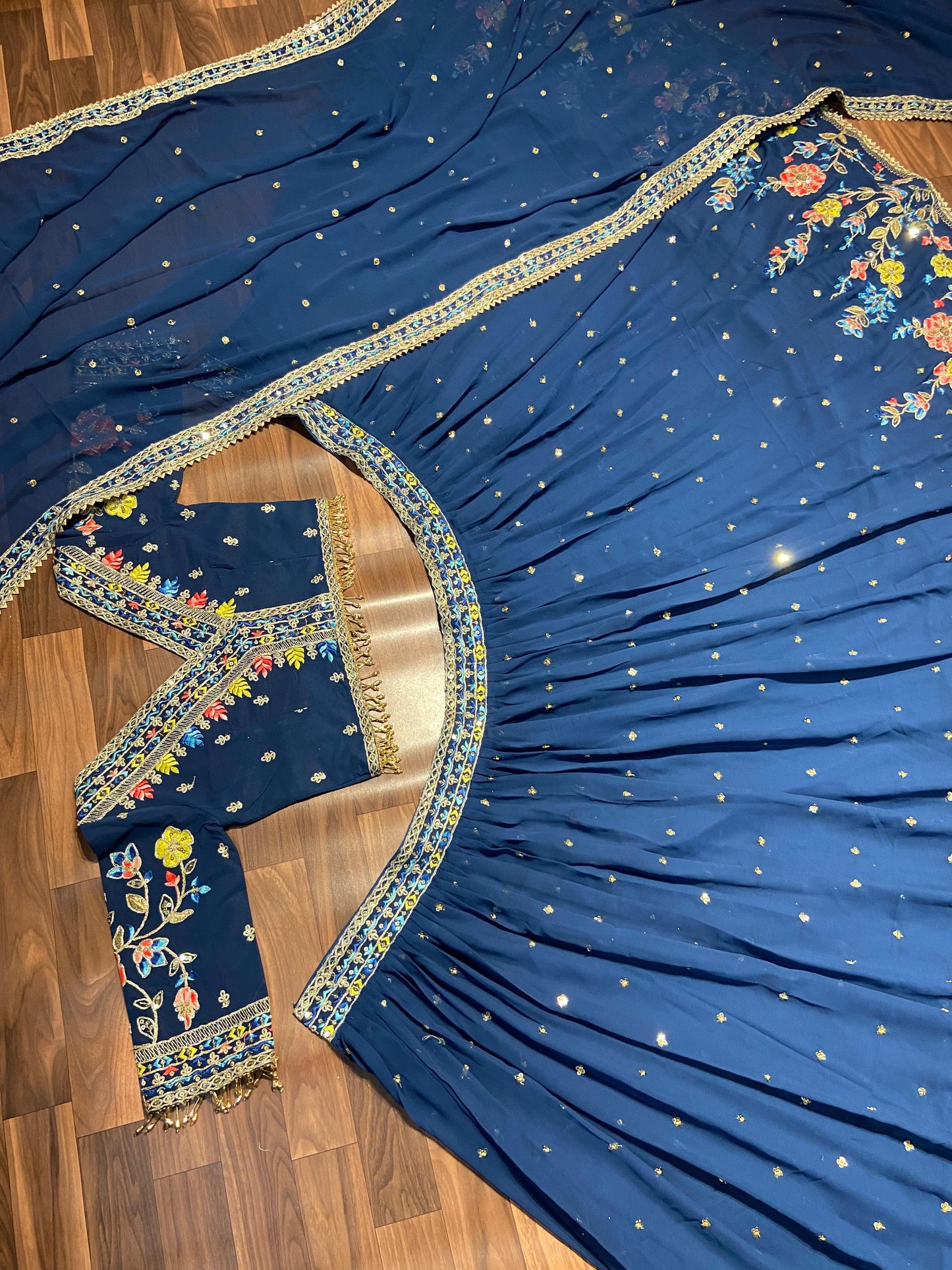 Luxuriant Blue Color Multi Thread Work Lehenga Choli
