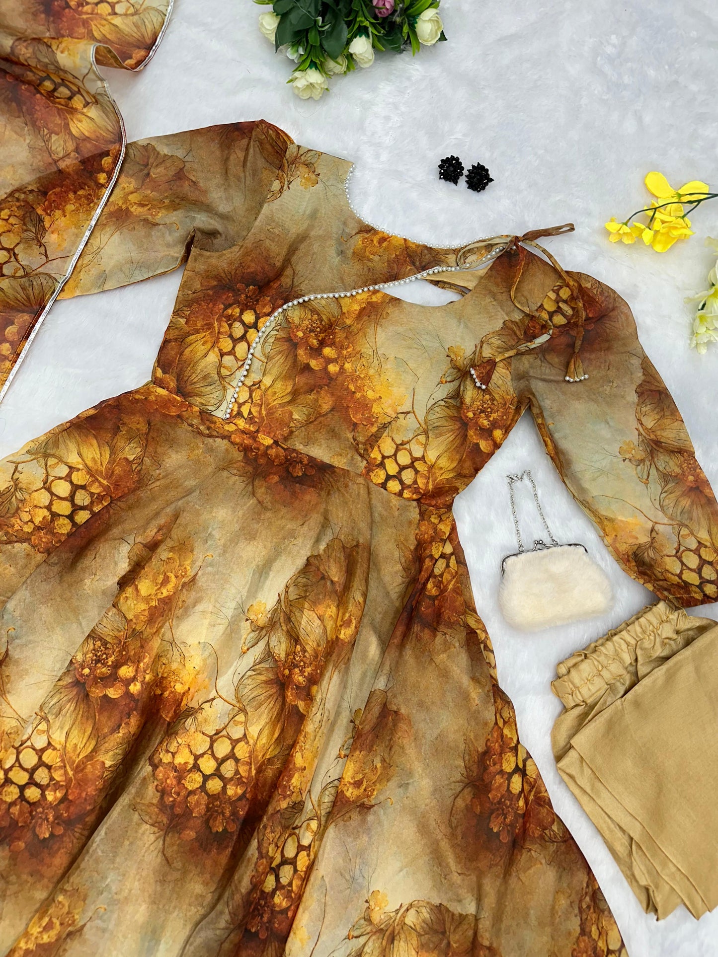Fashionable Mustard Color Gown With Dupatta