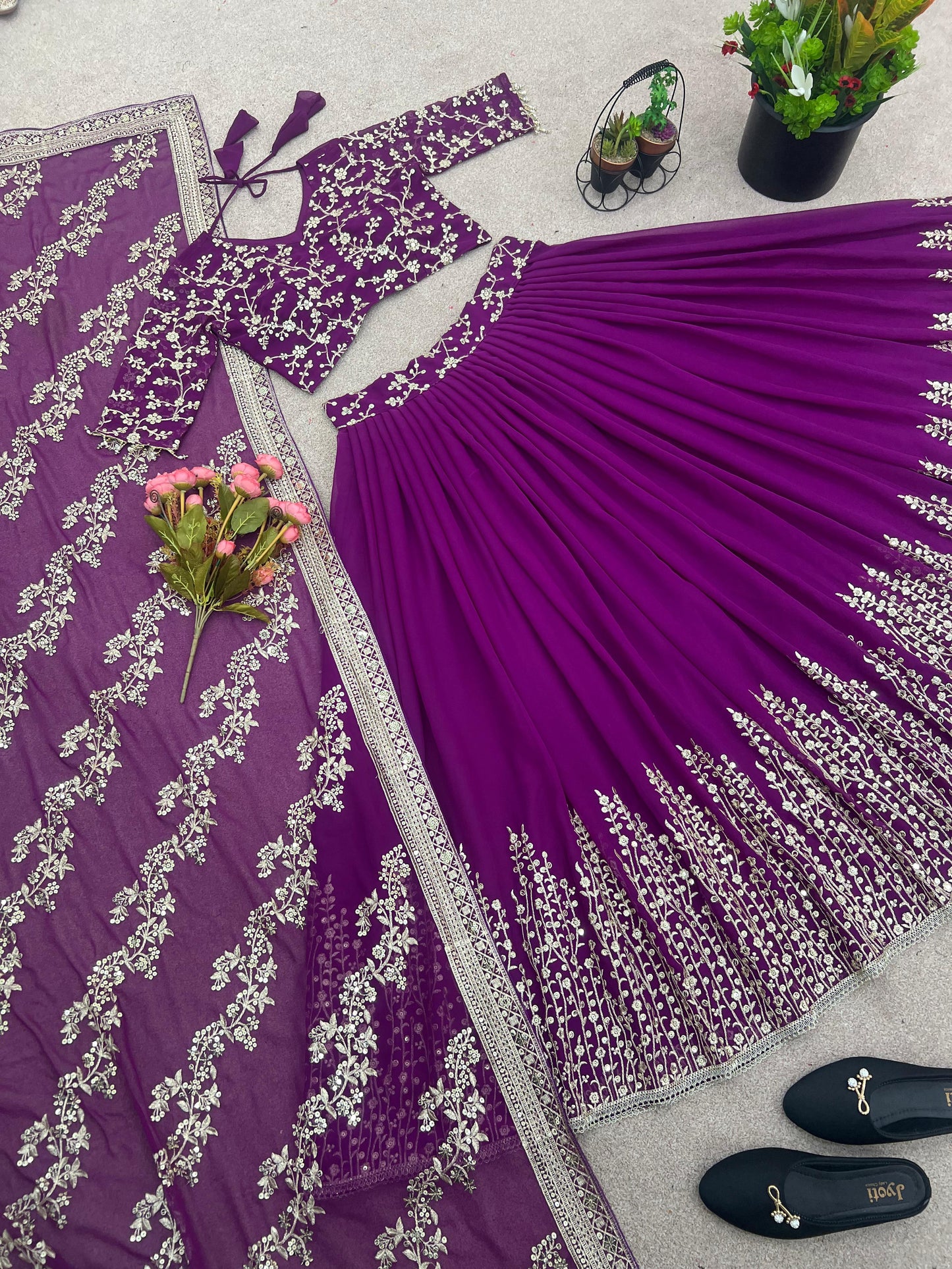 Engagement Wear Purple Color Beautiful Lehenga Choli