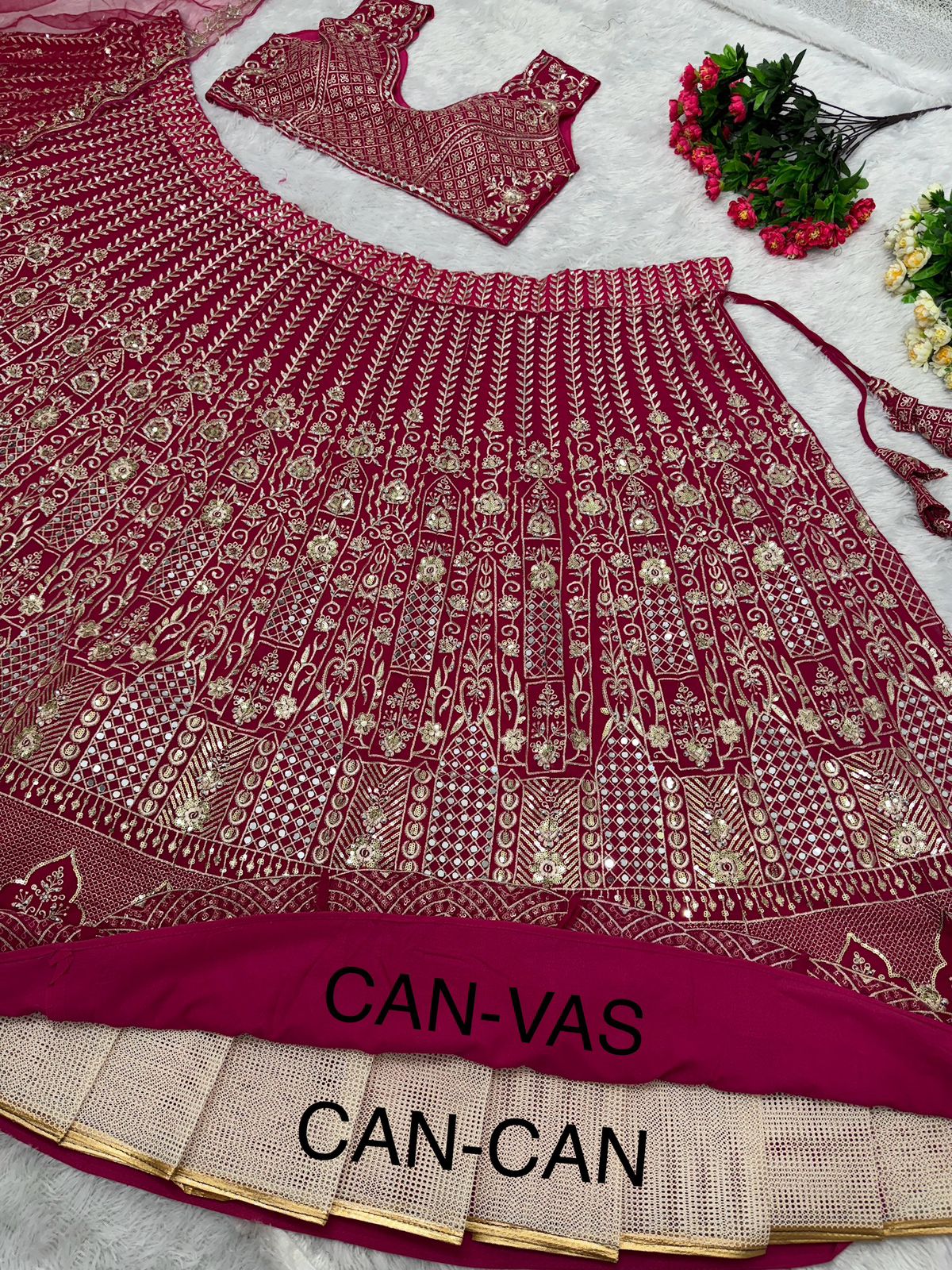 Dark Pink Color Embroidered Work Bridal Lehenga Choli