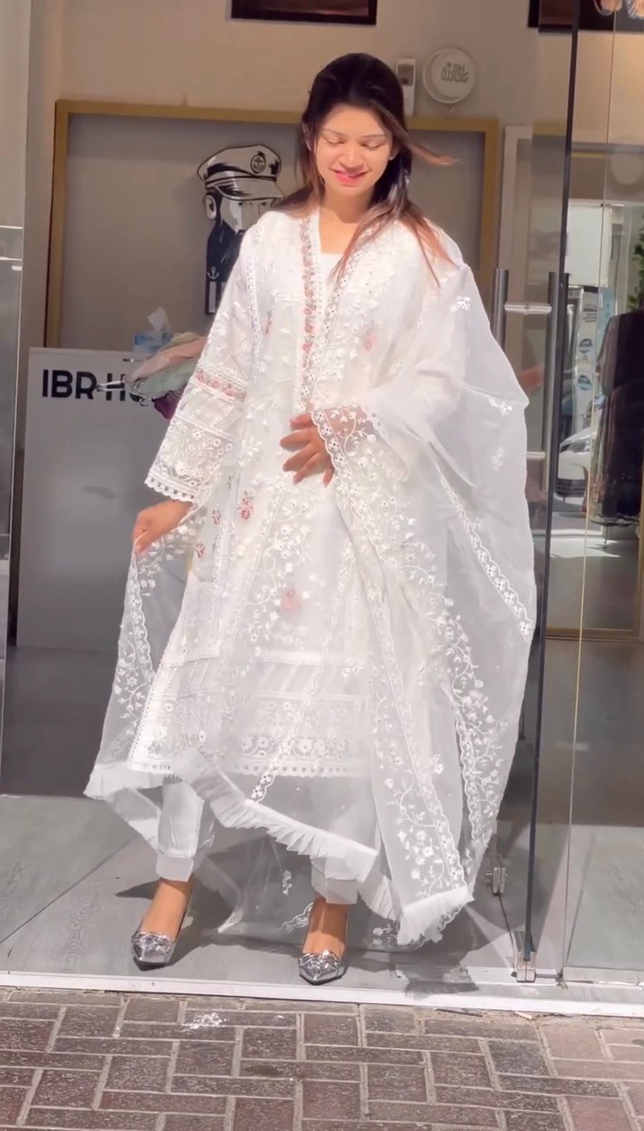 Adorable Embroidery Work White Color Anarkali Suit