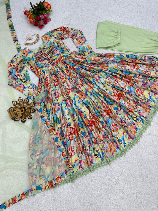 Outstanding Digital Print Multi Color Gown