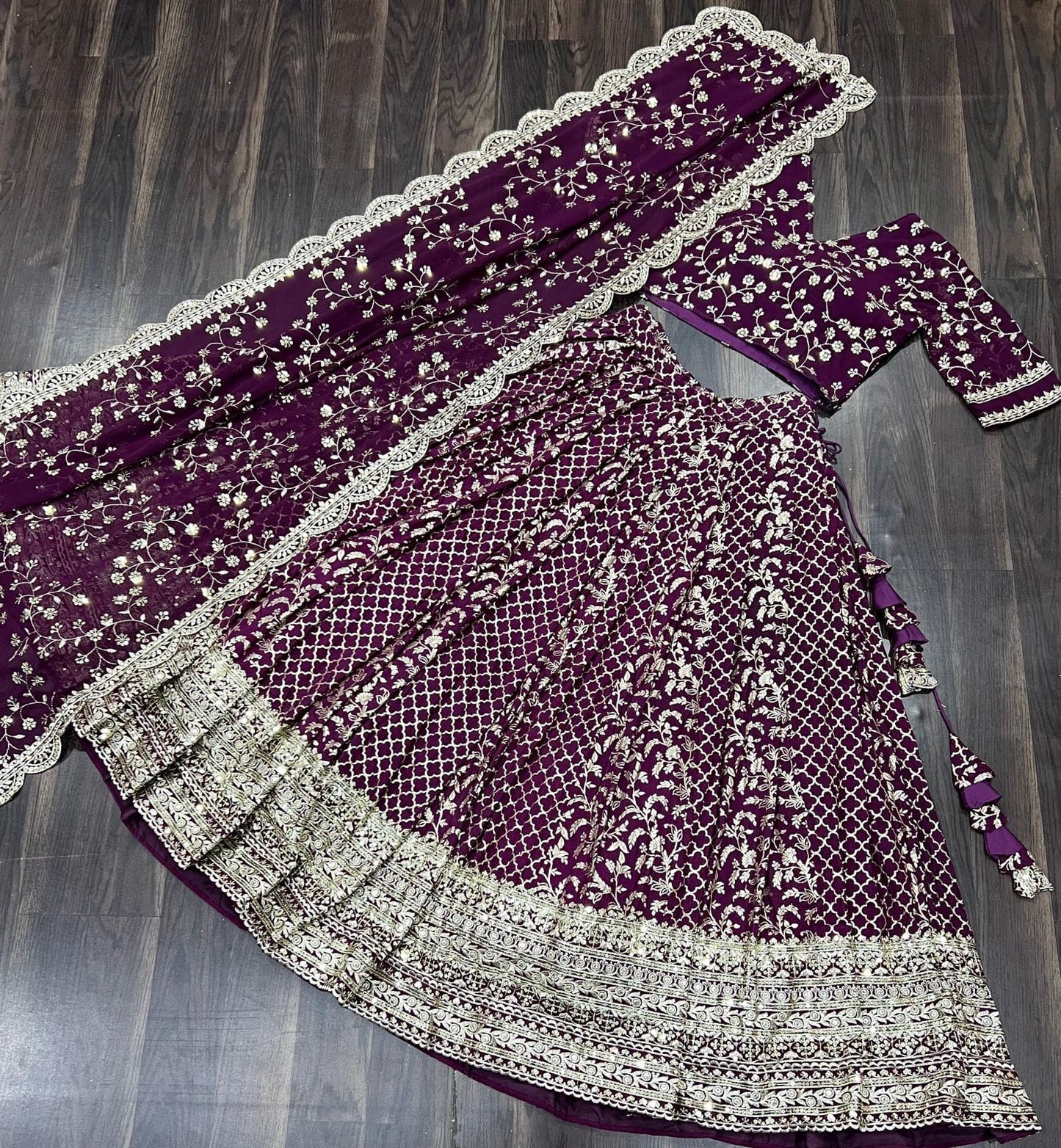 Marriage Special Wine Embroidered Work Lehenga Choli