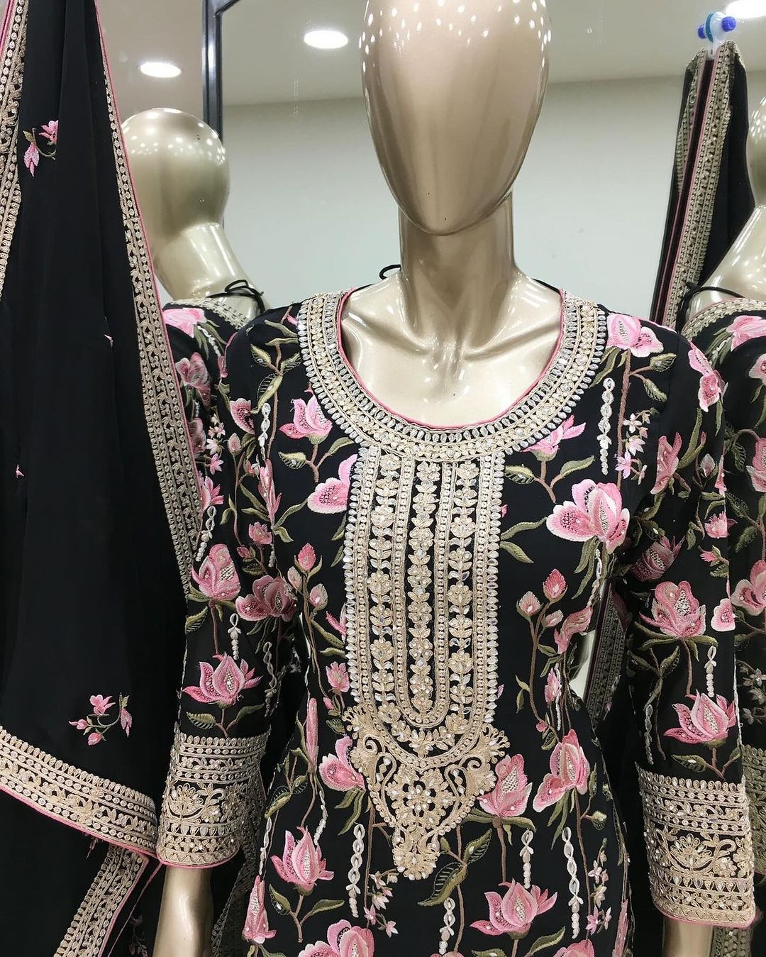 Alluring Dori Sequence Work Black Color Palazzo Suit