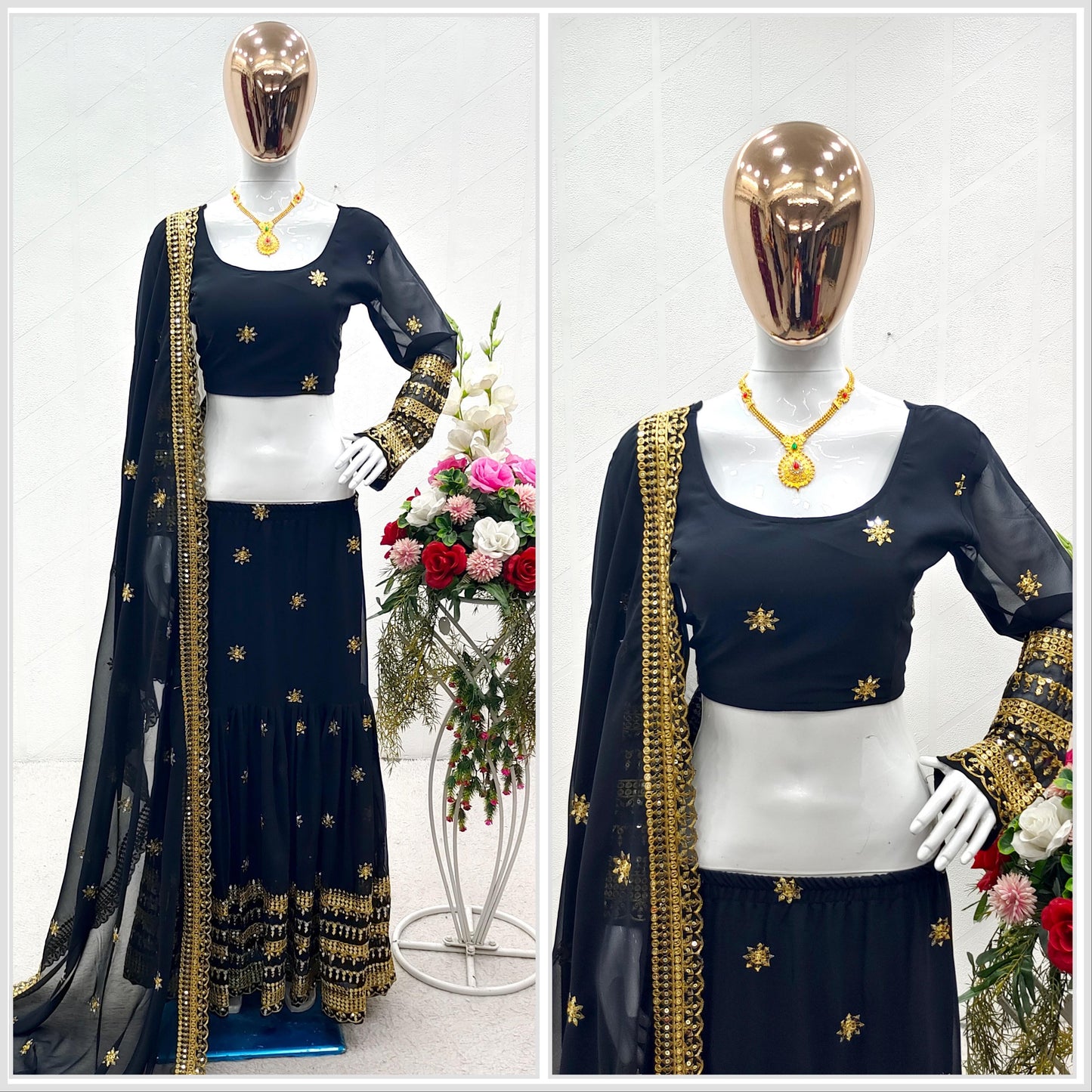 Exclusive Embroidery Work Black Color Lehenga Choli
