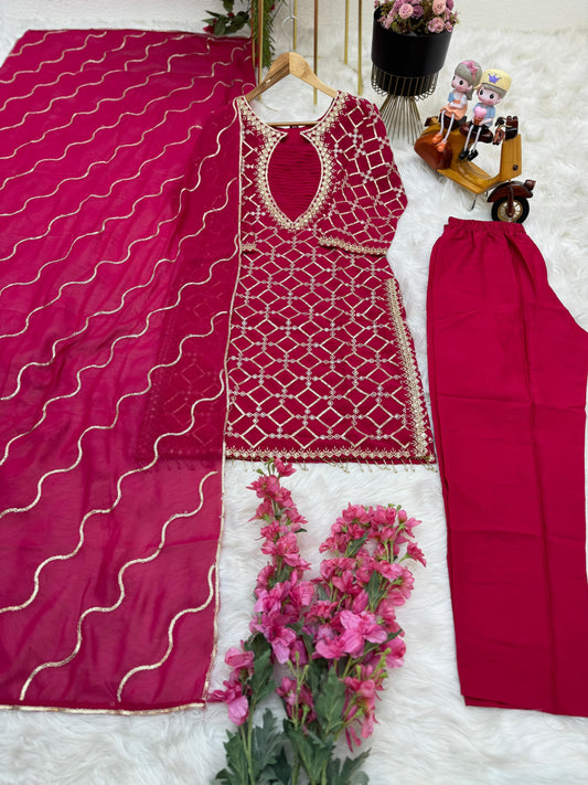 Embellished Sequence Embroidery Pink Color Anarkali Suit