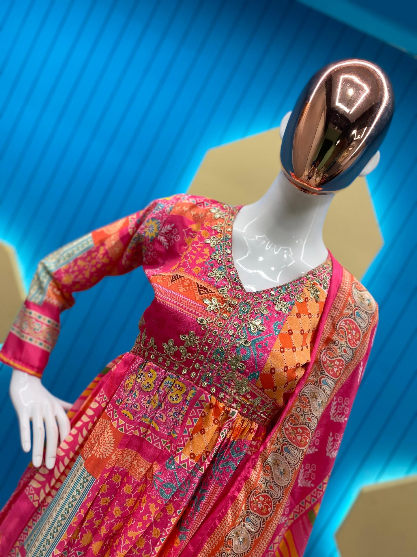 Multi Color Embroidery Work Kurti With Sharara Suit
