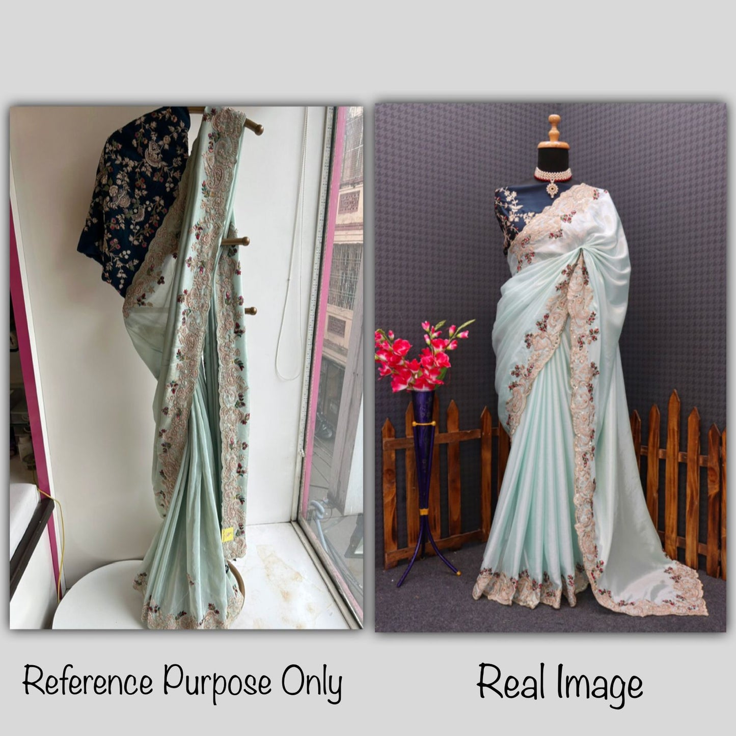 Amazing Piasta Color Chinon Silk Embroidery Work Saree