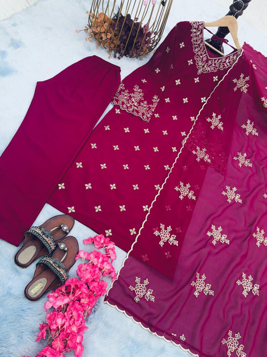 Charming Pink Color Georgette 5 mm Sequence Work Salwar Suit