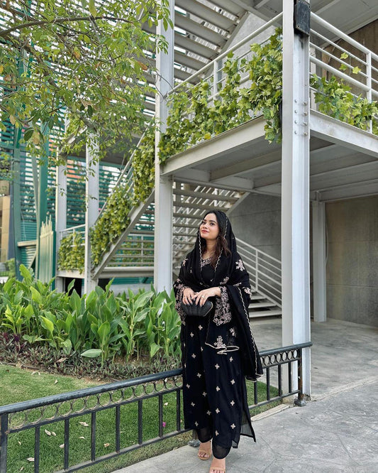 Charming Black Color Georgette 5 mm Sequence Work Salwar Suit