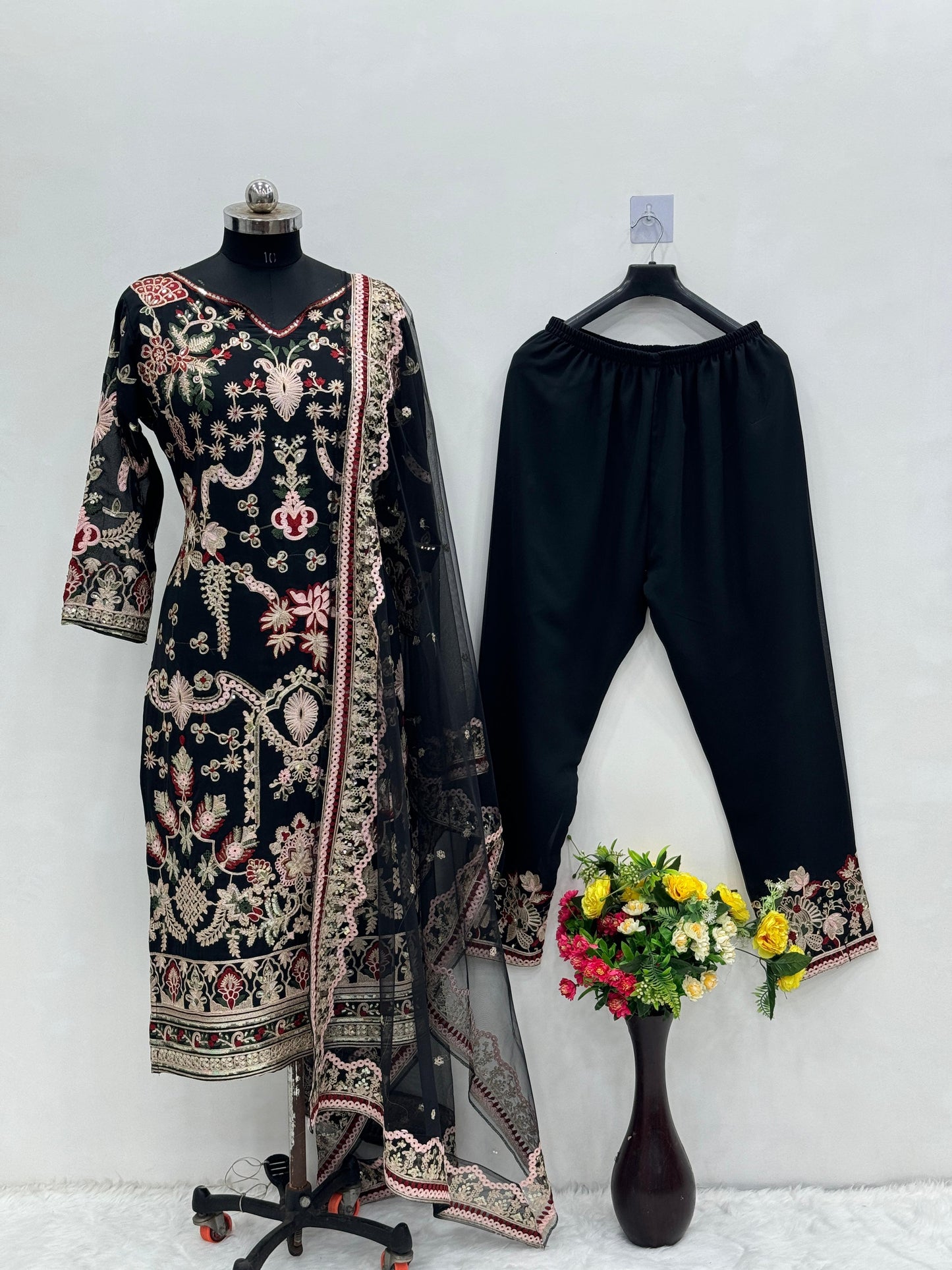 Black Color Heavy Chine Sequence Work Salwar Suit
