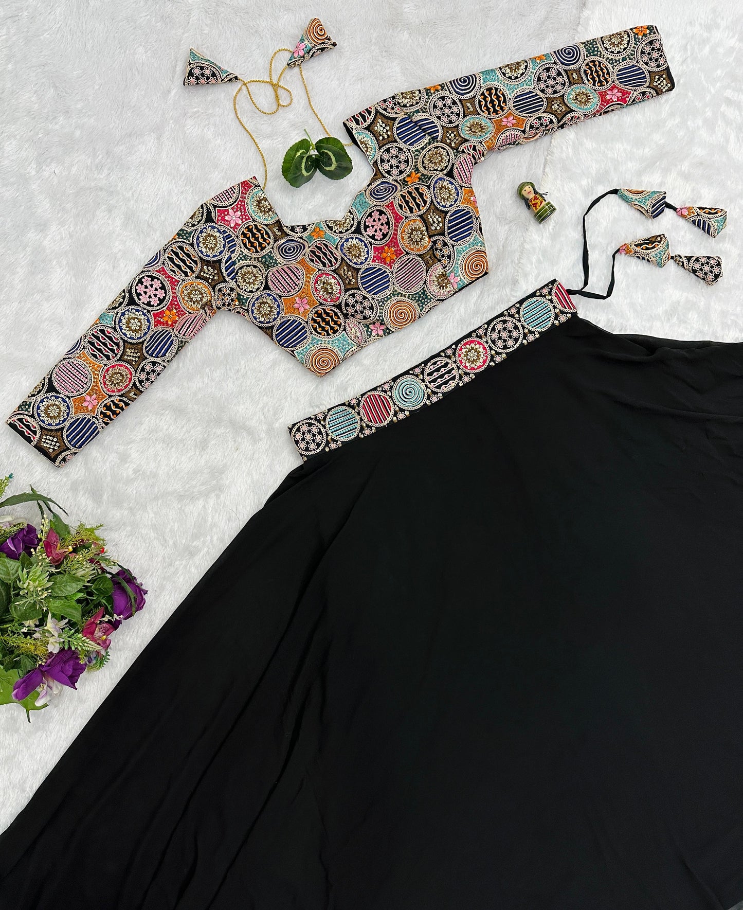 Function Wear Black Color Faux Georgette 6 Meter With Heavy Embroidery Work Designer Lehenga Choli