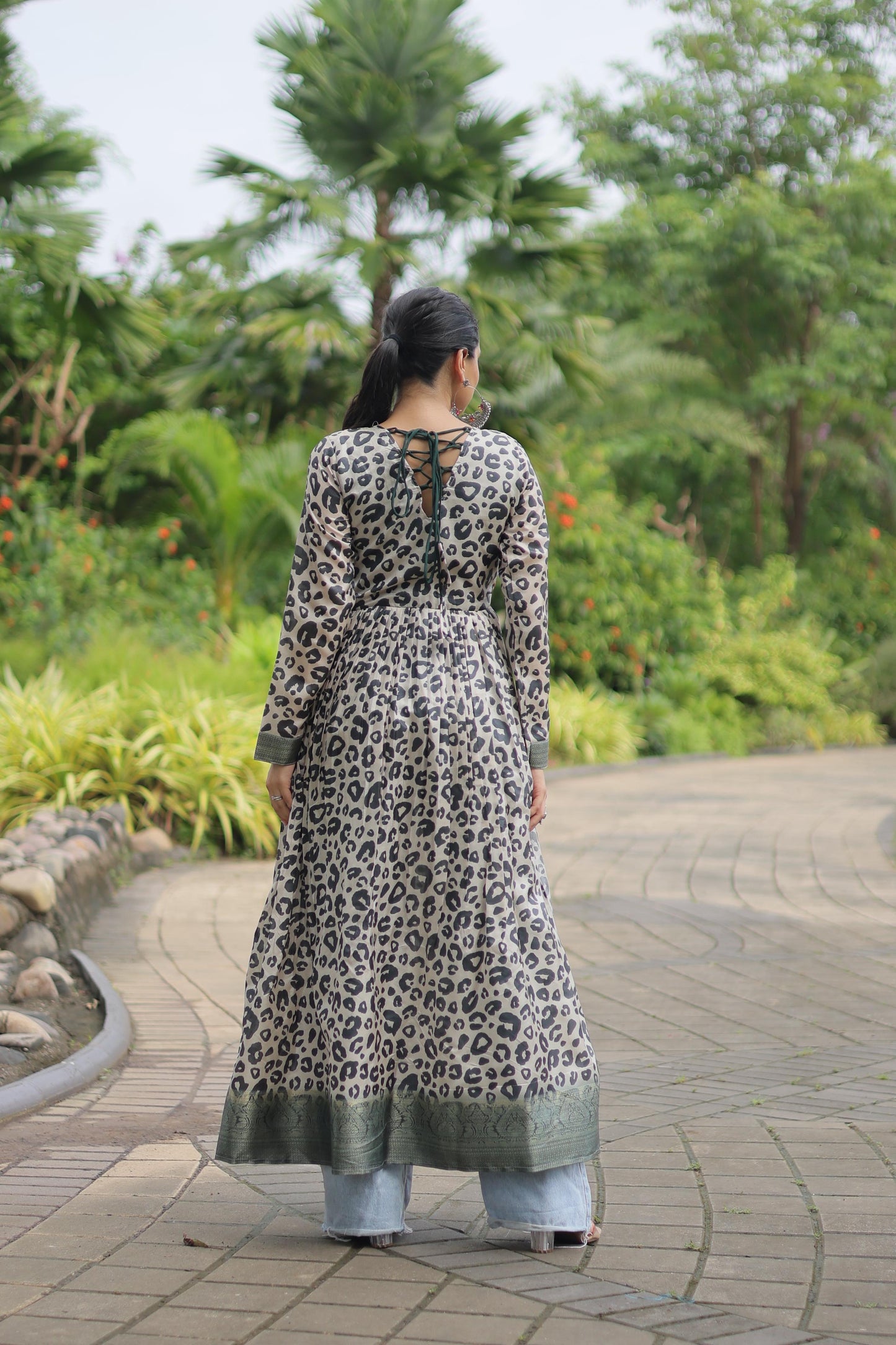 Navratri Collection Printed Art silk With Kutchi Gamthi Work Black Color Navratri Kurti