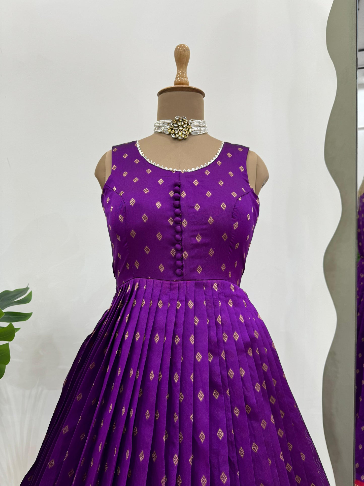 Function Wear Purple Color Jacquard Silk And Thread With Sequence Work Koti Beautiful Gown