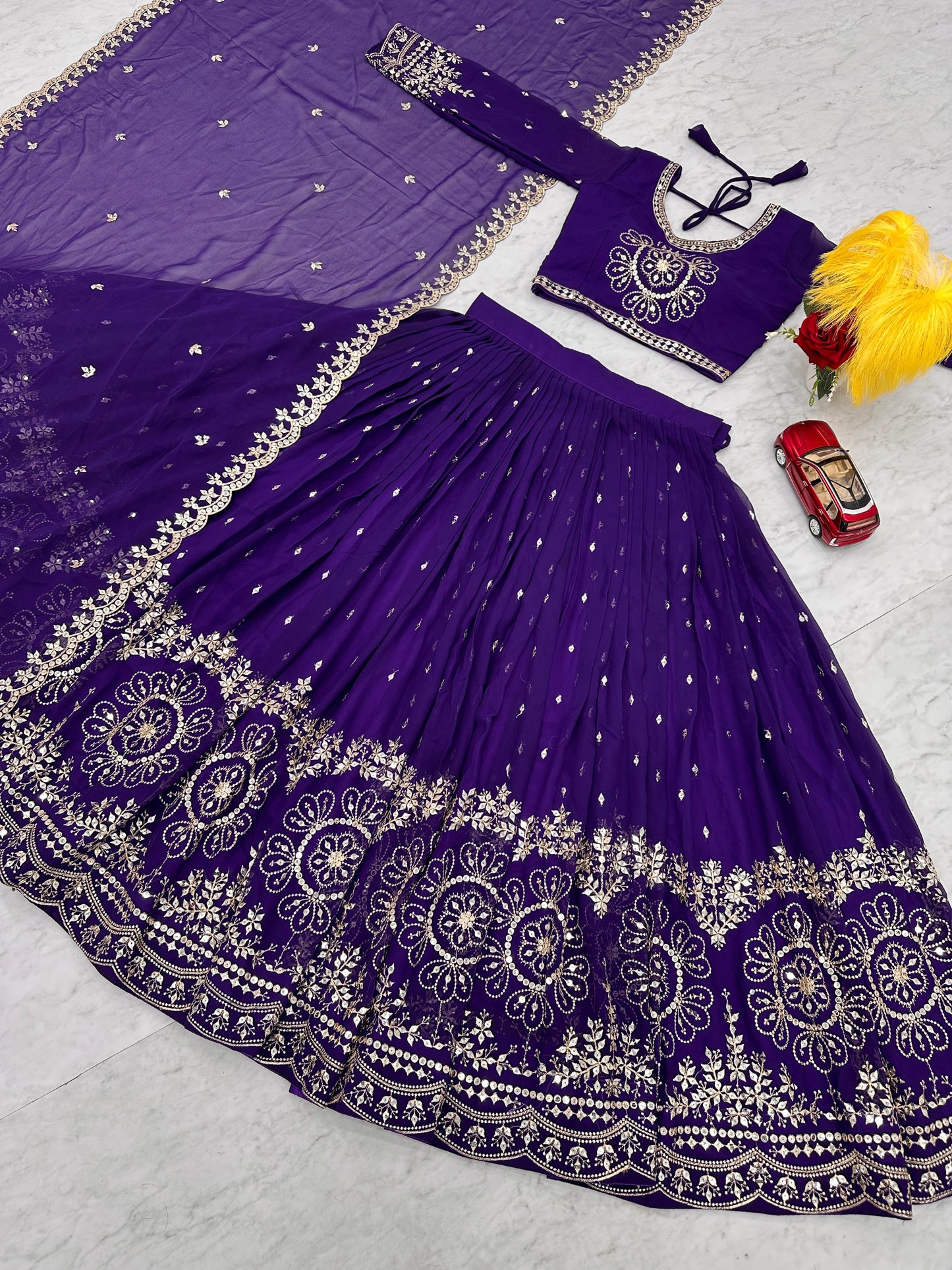 Exclusive Blue Color Heavy Faux Georgette Heavy Embroidery 7 mm Sequence Work Designer Lehenga Choli